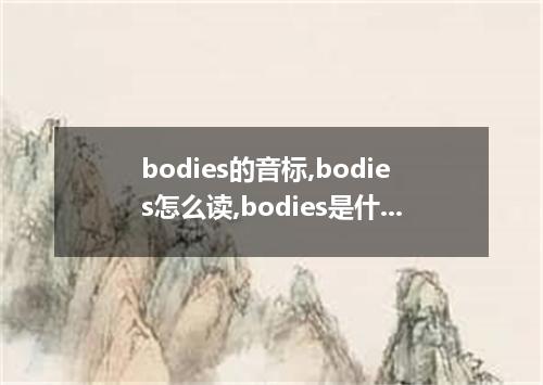 bodies的音标,bodies怎么读,bodies是什么意思?
