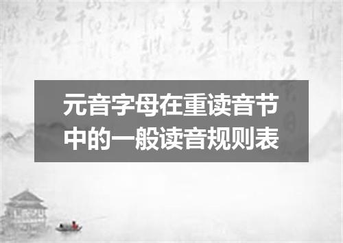 元音字母在重读音节中的一般读音规则表