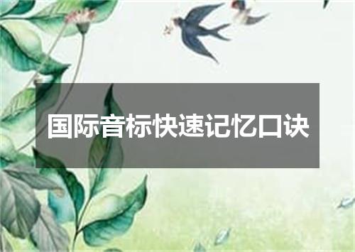 国际音标快速记忆口诀