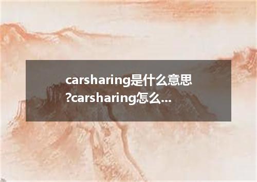 carsharing是什么意思?carsharing怎么发音?carsharing的解释和用法