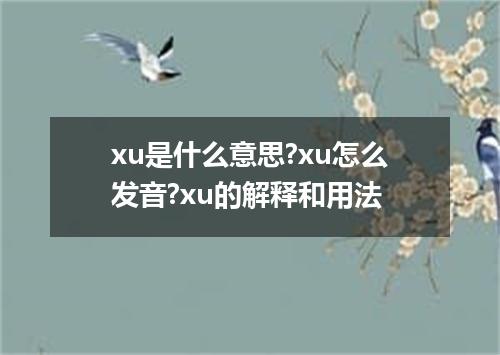 xu是什么意思?xu怎么发音?xu的解释和用法