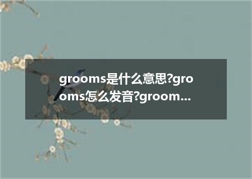 grooms是什么意思?grooms怎么发音?grooms的解释和用法