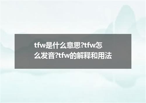 tfw是什么意思?tfw怎么发音?tfw的解释和用法