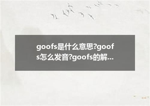 goofs是什么意思?goofs怎么发音?goofs的解释和用法