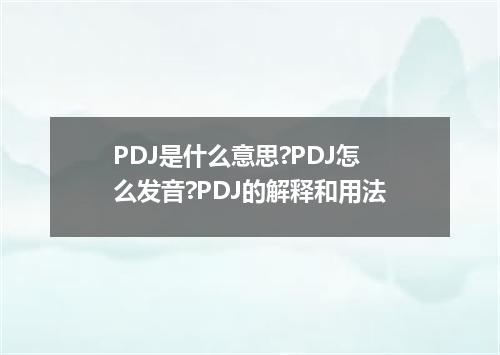 PDJ是什么意思?PDJ怎么发音?PDJ的解释和用法