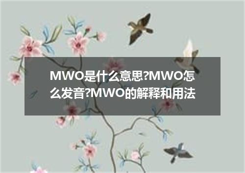 MWO是什么意思?MWO怎么发音?MWO的解释和用法