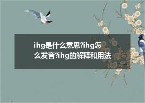 ihg是什么意思?ihg怎么发音?ihg的解释和用法