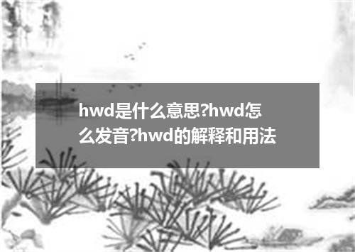 hwd是什么意思?hwd怎么发音?hwd的解释和用法