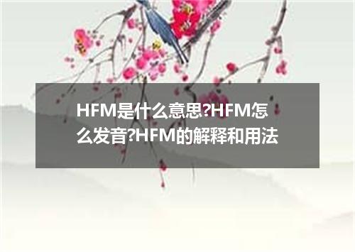 HFM是什么意思?HFM怎么发音?HFM的解释和用法