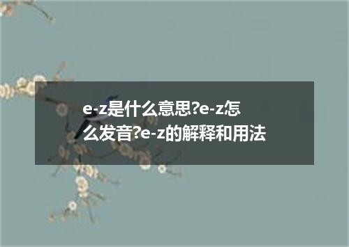 e-z是什么意思?e-z怎么发音?e-z的解释和用法