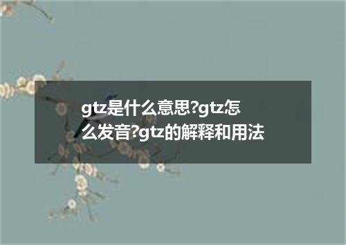 gtz是什么意思?gtz怎么发音?gtz的解释和用法