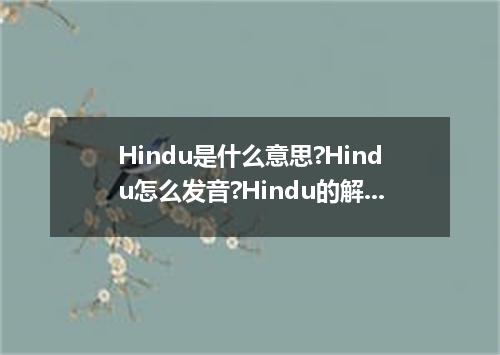 Hindu是什么意思?Hindu怎么发音?Hindu的解释和用法