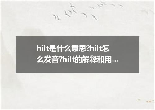 hilt是什么意思?hilt怎么发音?hilt的解释和用法