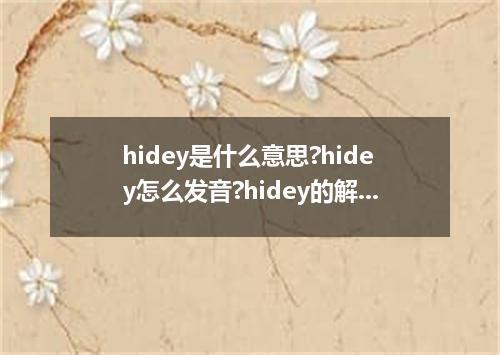 hidey是什么意思?hidey怎么发音?hidey的解释和用法