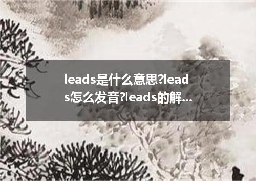 leads是什么意思?leads怎么发音?leads的解释和用法