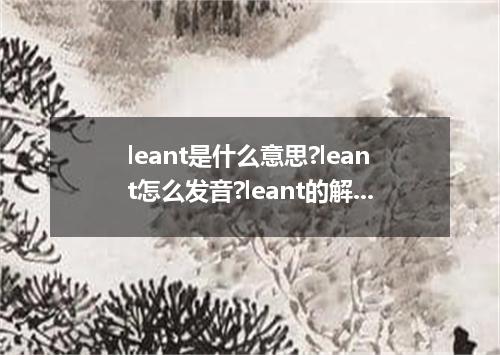 leant是什么意思?leant怎么发音?leant的解释和用法