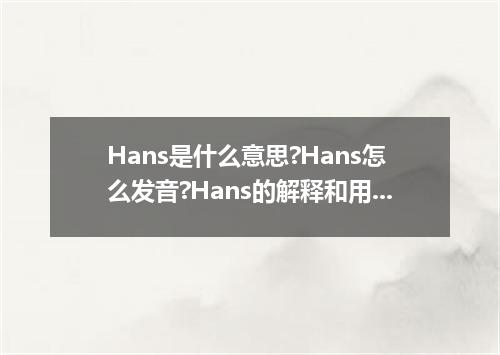 Hans是什么意思?Hans怎么发音?Hans的解释和用法