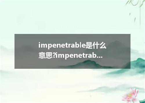 impenetrable是什么意思?impenetrable怎么发音?impenetrable的解释和用法