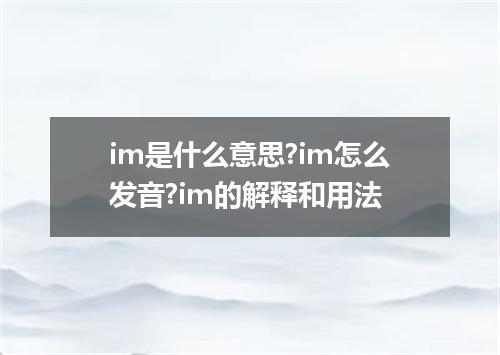 im是什么意思?im怎么发音?im的解释和用法
