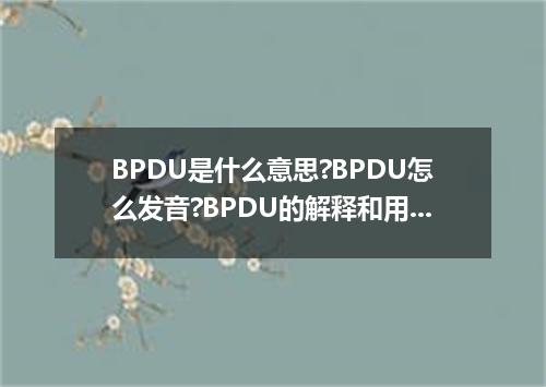 BPDU是什么意思?BPDU怎么发音?BPDU的解释和用法