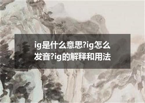 ig是什么意思?ig怎么发音?ig的解释和用法