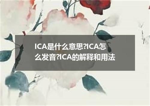 ICA是什么意思?ICA怎么发音?ICA的解释和用法