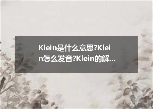 Klein是什么意思?Klein怎么发音?Klein的解释和用法