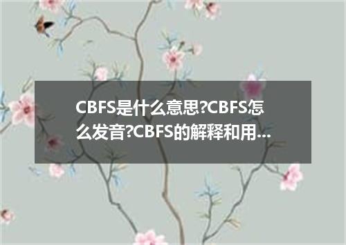 CBFS是什么意思?CBFS怎么发音?CBFS的解释和用法