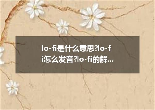 lo-fi是什么意思?lo-fi怎么发音?lo-fi的解释和用法