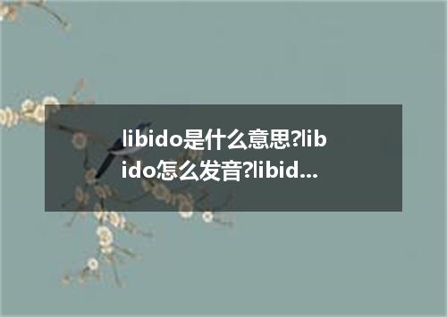 libido是什么意思?libido怎么发音?libido的解释和用法