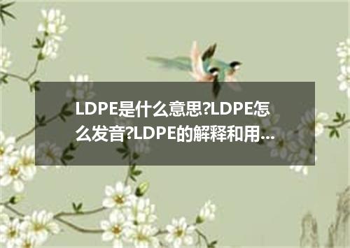 LDPE是什么意思?LDPE怎么发音?LDPE的解释和用法