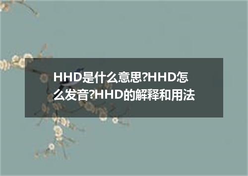 HHD是什么意思?HHD怎么发音?HHD的解释和用法