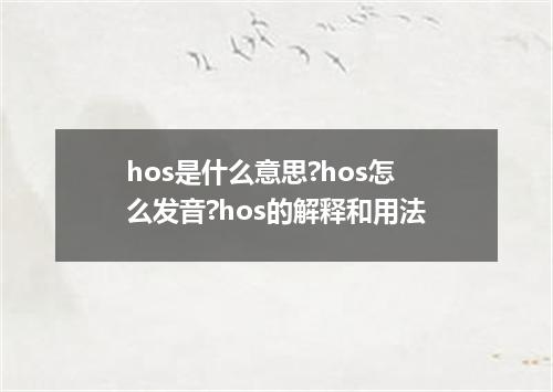 hos是什么意思?hos怎么发音?hos的解释和用法
