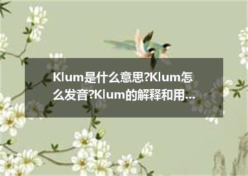 Klum是什么意思?Klum怎么发音?Klum的解释和用法