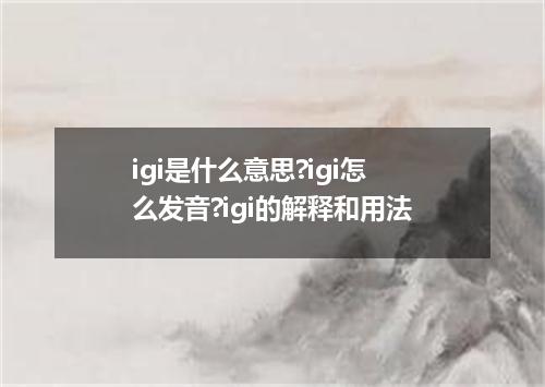 igi是什么意思?igi怎么发音?igi的解释和用法