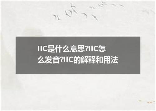 IIC是什么意思?IIC怎么发音?IIC的解释和用法