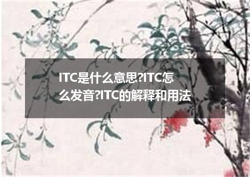 ITC是什么意思?ITC怎么发音?ITC的解释和用法