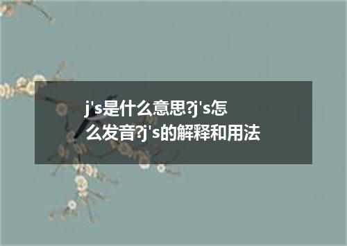 j's是什么意思?j's怎么发音?j's的解释和用法