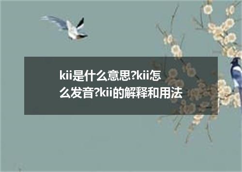 kii是什么意思?kii怎么发音?kii的解释和用法