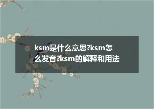 ksm是什么意思?ksm怎么发音?ksm的解释和用法