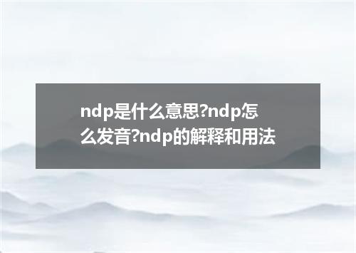 ndp是什么意思?ndp怎么发音?ndp的解释和用法