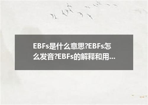 EBFs是什么意思?EBFs怎么发音?EBFs的解释和用法