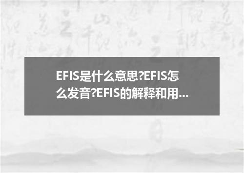 EFIS是什么意思?EFIS怎么发音?EFIS的解释和用法