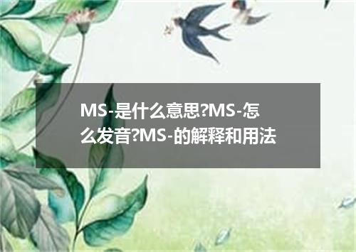 MS-是什么意思?MS-怎么发音?MS-的解释和用法