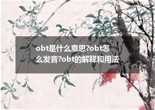 obt是什么意思?obt怎么发音?obt的解释和用法