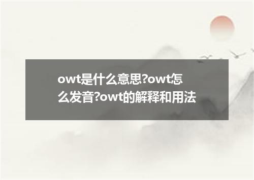 owt是什么意思?owt怎么发音?owt的解释和用法