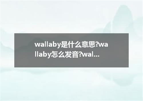wallaby是什么意思?wallaby怎么发音?wallaby的解释和用法