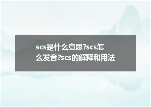 scs是什么意思?scs怎么发音?scs的解释和用法