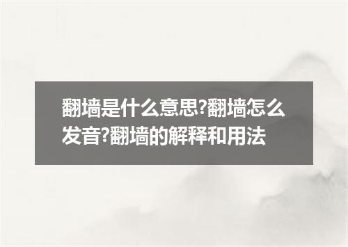 翻墙是什么意思?翻墙怎么发音?翻墙的解释和用法