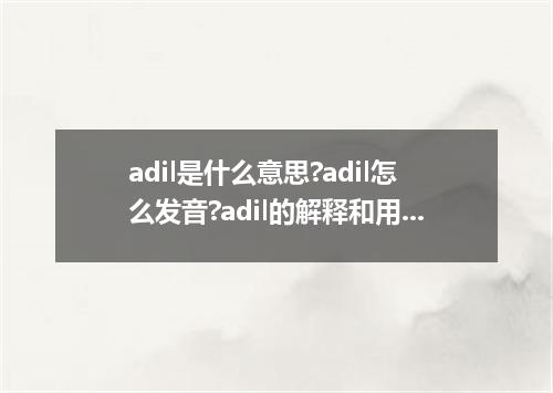 adil是什么意思?adil怎么发音?adil的解释和用法